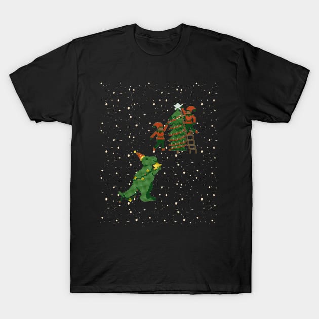 T- rex christmas tree star topper T-Shirt by SkyisBright